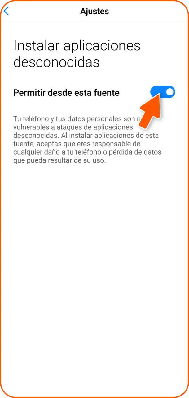 Permitir fuentes desconocidas en las configuraciones de tu Android para Betsson Perú.
